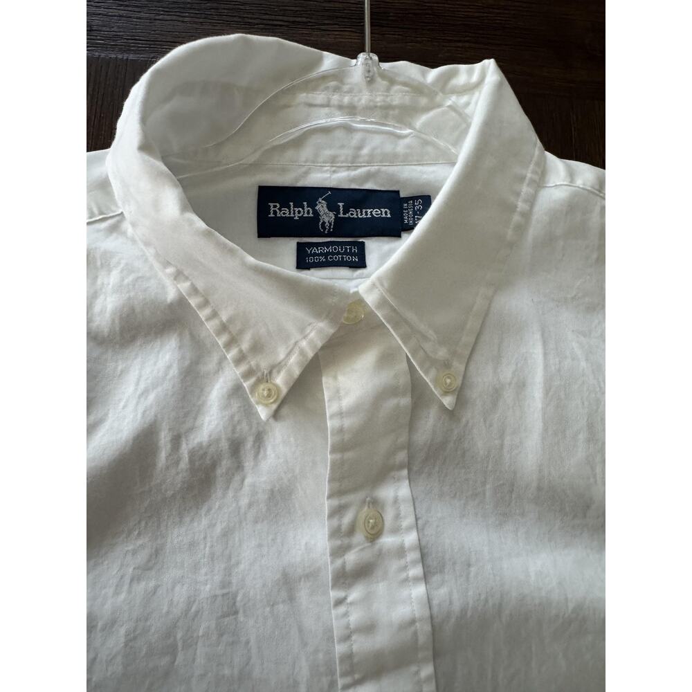 Ralph Lauren White Yarmouth Dress Shirt Mens 17-35 Button Down Long Sleeve